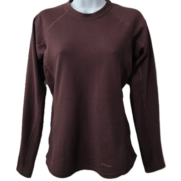 Patagonia Capilene Base Layer Top S Women Long Sleeve Brown Camp Hike Gorpcore - Picture 1 of 4